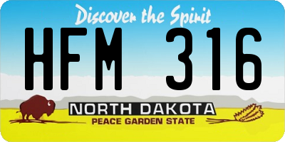 ND license plate HFM316