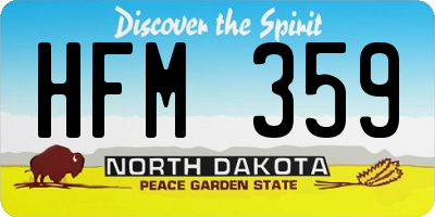 ND license plate HFM359