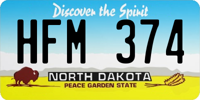 ND license plate HFM374