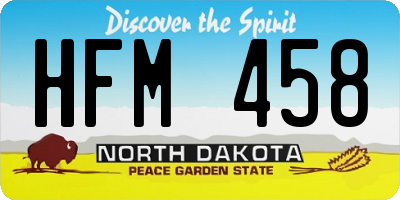 ND license plate HFM458