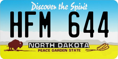 ND license plate HFM644
