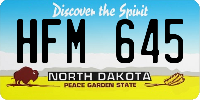 ND license plate HFM645
