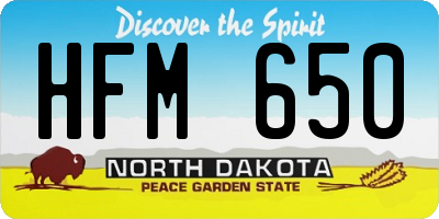 ND license plate HFM650