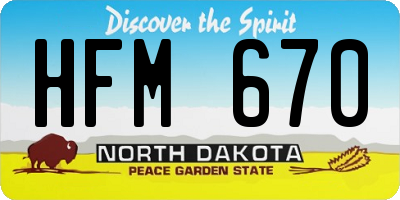ND license plate HFM670