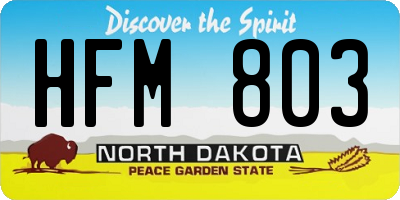 ND license plate HFM803