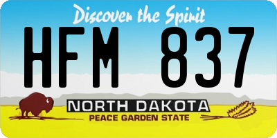 ND license plate HFM837