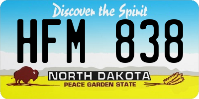 ND license plate HFM838
