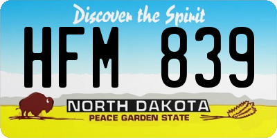 ND license plate HFM839