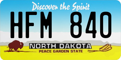 ND license plate HFM840