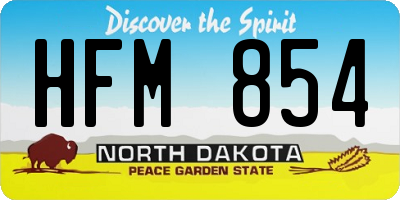 ND license plate HFM854