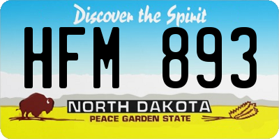 ND license plate HFM893