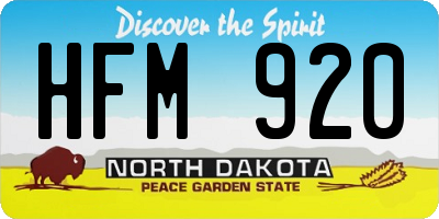 ND license plate HFM920