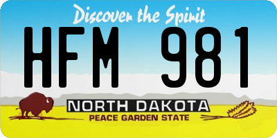 ND license plate HFM981