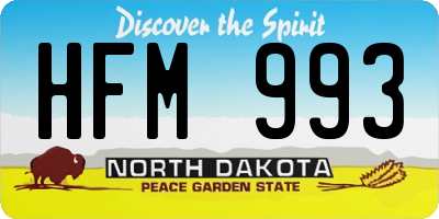 ND license plate HFM993