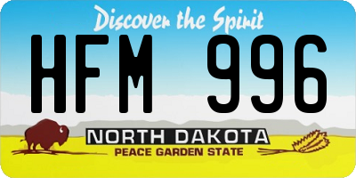 ND license plate HFM996
