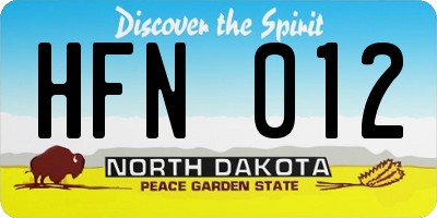 ND license plate HFN012