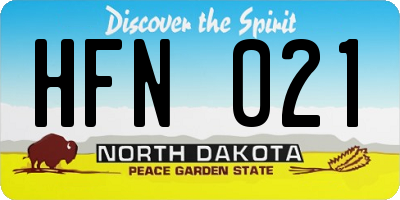 ND license plate HFN021