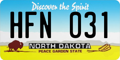 ND license plate HFN031