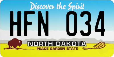 ND license plate HFN034