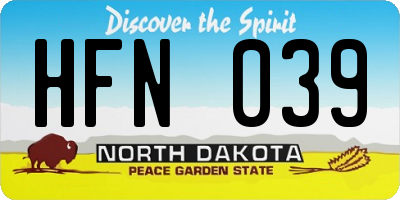 ND license plate HFN039