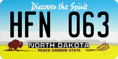 ND license plate HFN063