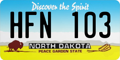ND license plate HFN103