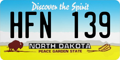 ND license plate HFN139