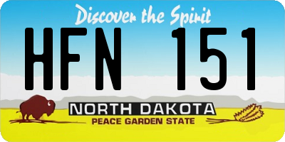 ND license plate HFN151