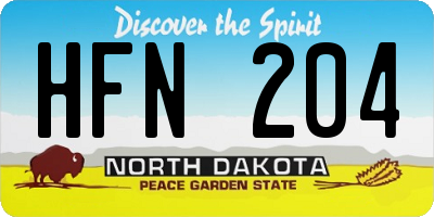 ND license plate HFN204