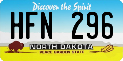 ND license plate HFN296