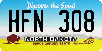 ND license plate HFN308