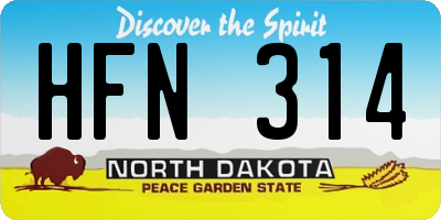 ND license plate HFN314