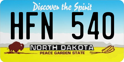 ND license plate HFN540