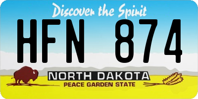 ND license plate HFN874