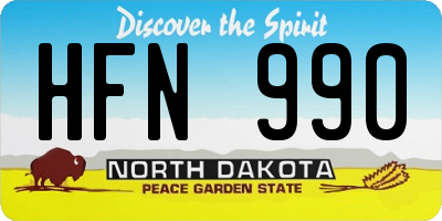 ND license plate HFN990