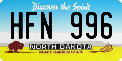 ND license plate HFN996
