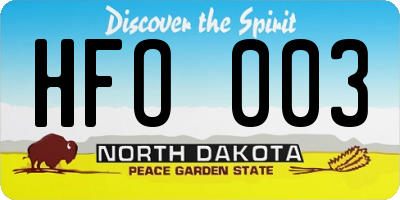 ND license plate HFO003