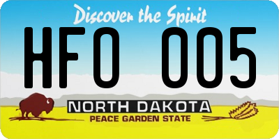 ND license plate HFO005