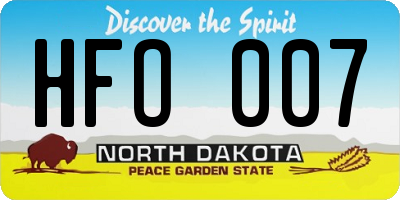 ND license plate HFO007