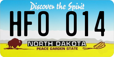 ND license plate HFO014