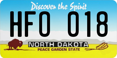 ND license plate HFO018