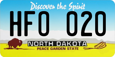 ND license plate HFO020