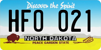 ND license plate HFO021