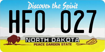 ND license plate HFO027