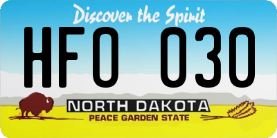 ND license plate HFO030