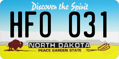 ND license plate HFO031