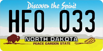 ND license plate HFO033