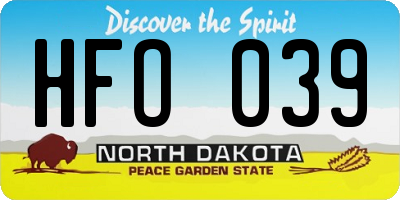 ND license plate HFO039