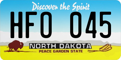 ND license plate HFO045