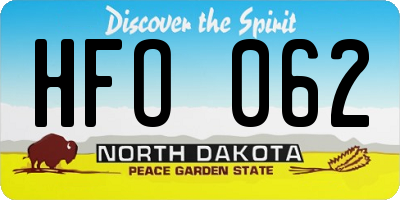 ND license plate HFO062
